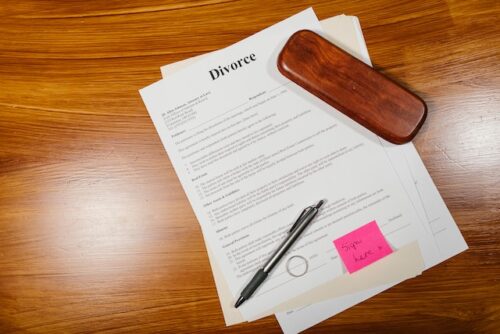 divorce papers with pen