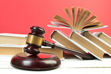 gavel and books