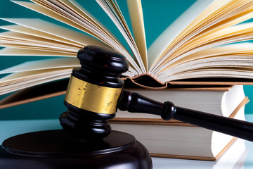 gavel and books