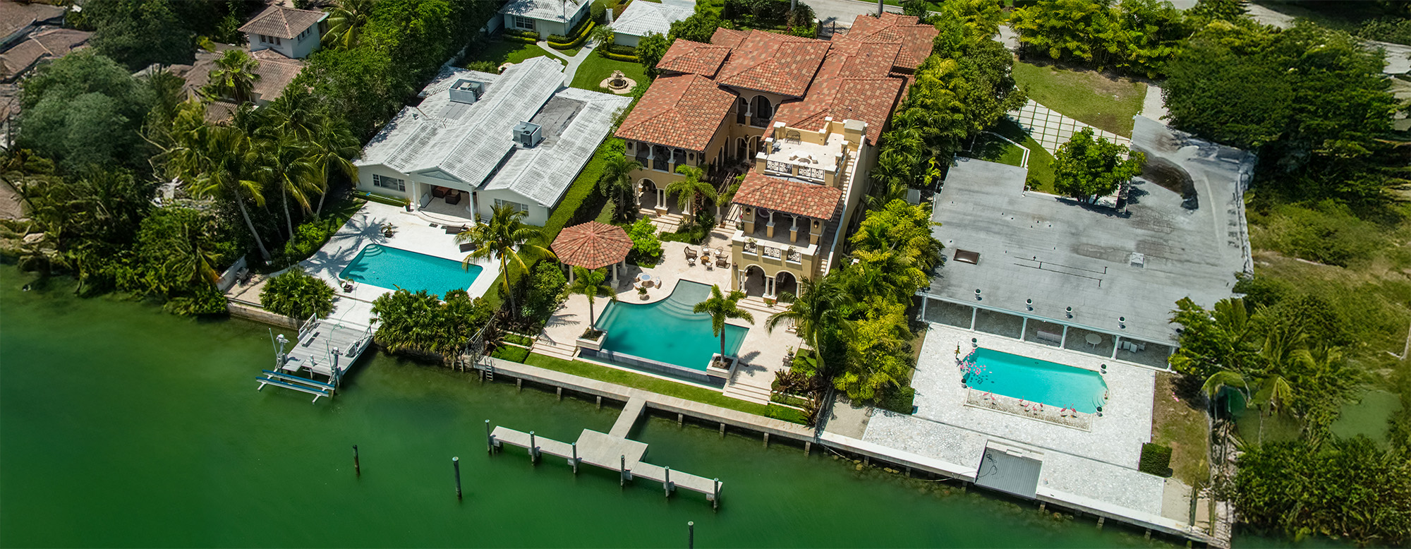 Aerial photo luxury Miami mansions