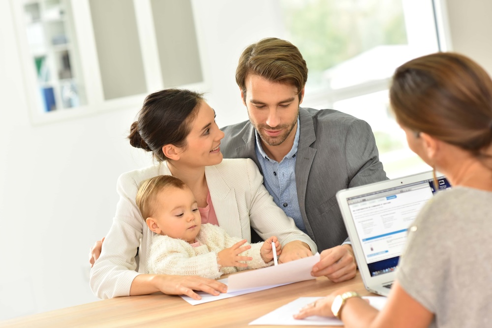 Family meeting real estate agent for house investment